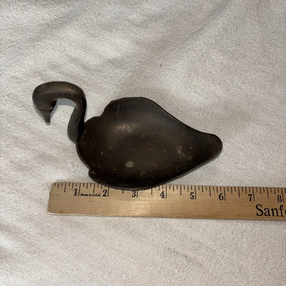 Vintage Brass Swan Trinket Soap‎ Dish Bowl  Figurine 5.5